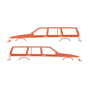 Conjunto de 2 adesivos com silhueta de carro para Volvo 945 Wagon Laranja