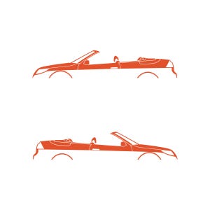 Set Of 2 Car Silhouette Decal Stickers For Saab 9-3 Facelift 2nd Gen Convertible Orange