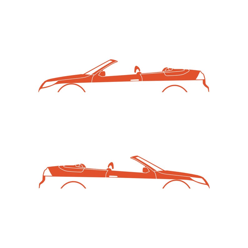 Set Of 2 Car Silhouette Decal Stickers For Saab 9-3 Facelift 2nd Gen Convertible Orange