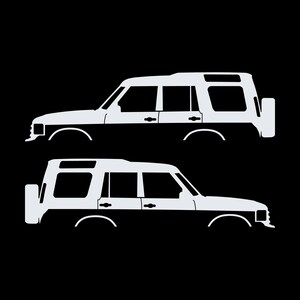 Set Of 2 Lifted Car Silhouette Decal Stickers For Land Rover Discovery 1 2 Classic White