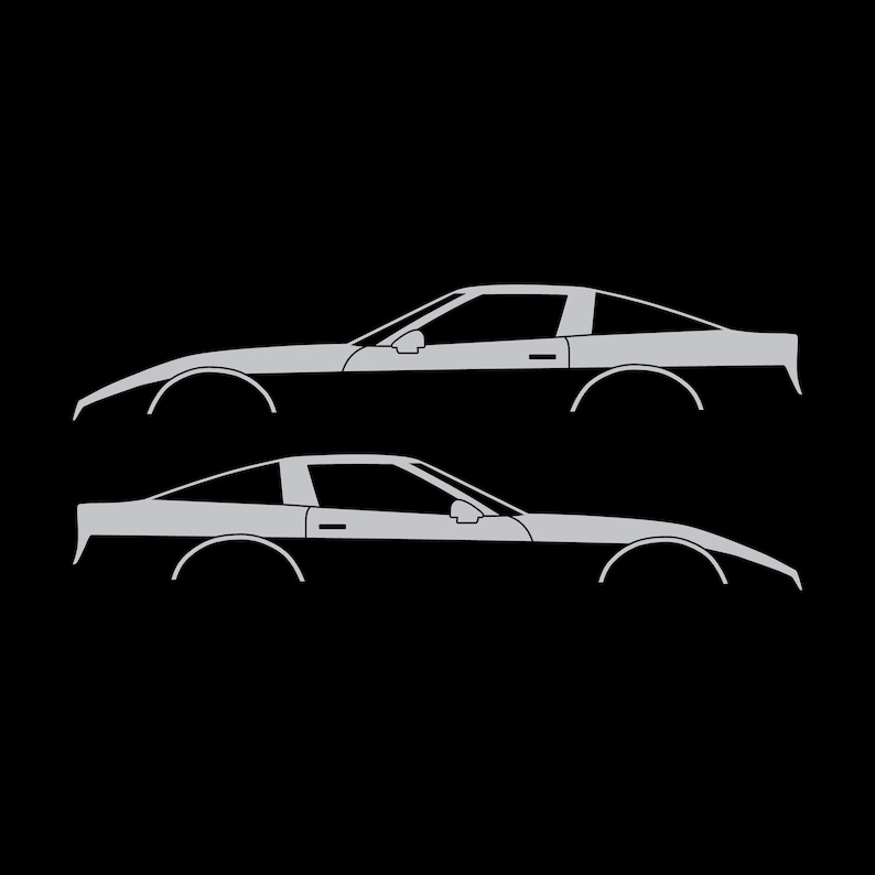 Set Of 2 Car Silhouette Decal Stickers For Chevrolet Corvette C4 Coupe Silver