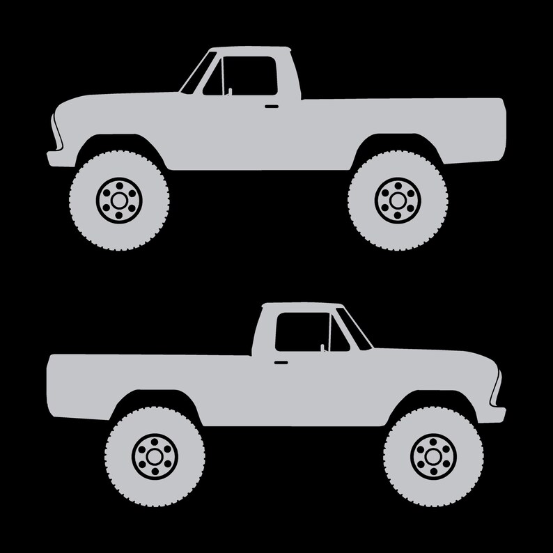 Set Of 2 Car Silhouette Decal Stickers For Ford F100 6th Gen Long Bed Silver