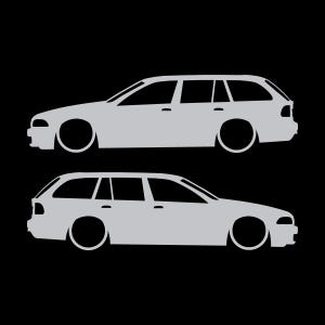 BMW E39 5シリーズ ツーリング用 車のシルエットデカールステッカー 2枚セット シルバー