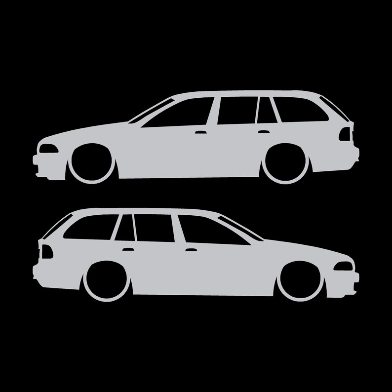 BMW E39 5シリーズ ツーリング用 車のシルエットデカールステッカー 2枚セット シルバー