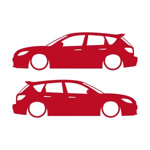 Set di 2 adesivi con silhouette di auto ribassate per Mazda 3 BK 1a generazione Mazdaspeed3 MPS Rosso
