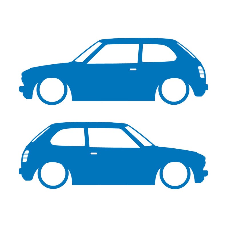 Set di 2 adesivi a forma di silhouette per auto Honda Civic EG Hatch Si 5a generazione B16 JDM Sky Blue