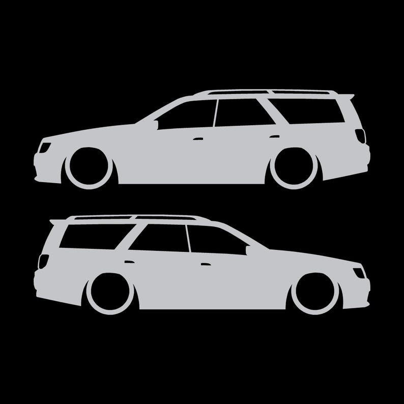 Juego de 2 pegatinas decorativas con silueta de coche rebajado para Nissan Stagea 1996-98 WC34 Zenki Wagon Plata