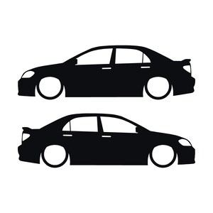 Set Of 2 Lowered Car Silhouette Decal Stickers For Toyota Corolla S XRS 9th Gen Sedan Black