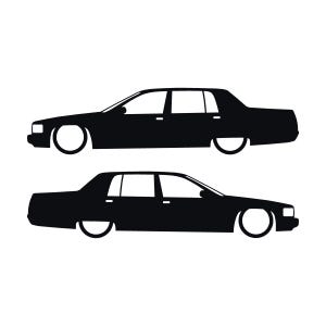 Set Of 2 Lowered Car Silhouette Decal Stickers For Cadillac Fleetwood 2nd Gen 1993-96 Black