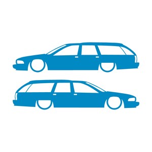 Set Of 2 Car Silhouette Decal Stickers For Chevrolet Caprice 4th Gen Station Wagon Light Blue
