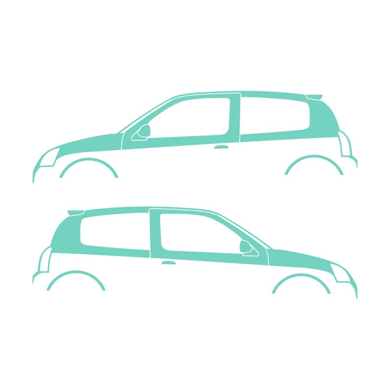 Set Of 2 Car Silhouette Decal Stickers For Renault Clio Mk2 Sport RS Mint