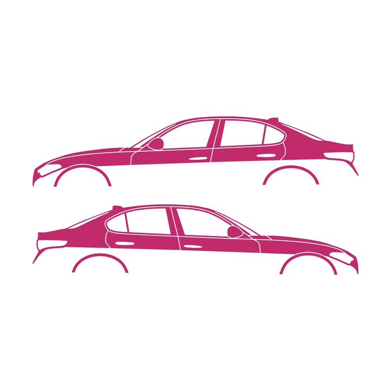Set Of 2 Lowered Car Silhouette Decal Stickers For Alfa Romeo Giulia 952 2016 Pink