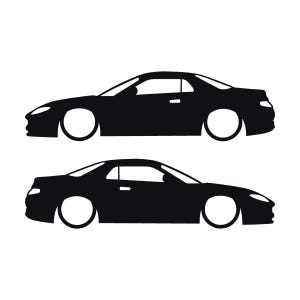 Set di 2 adesivi con silhouette di auto ribassate per Mitsubishi FTO Nero