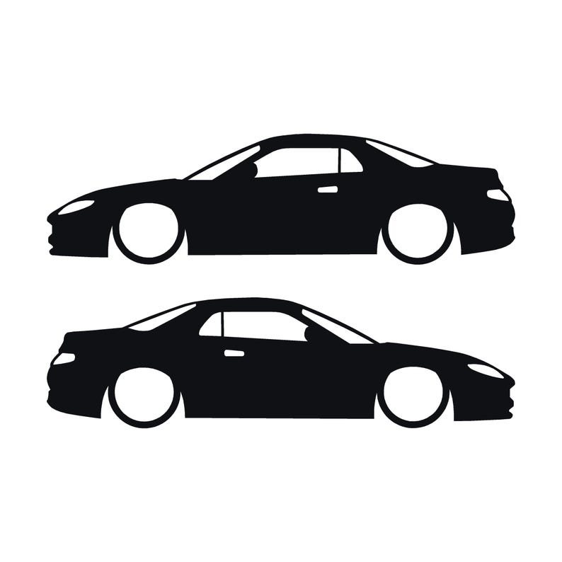 Set di 2 adesivi con silhouette di auto ribassate per Mitsubishi FTO Nero