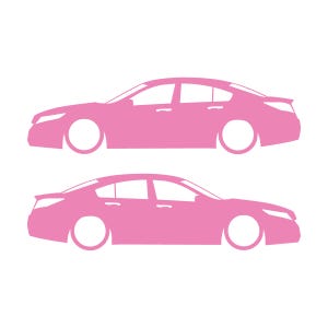 Set Of 2 Lowered Car Silhouette Decal Stickers For Acura TL 4th Gen UA8 2009-14 Soft Pink