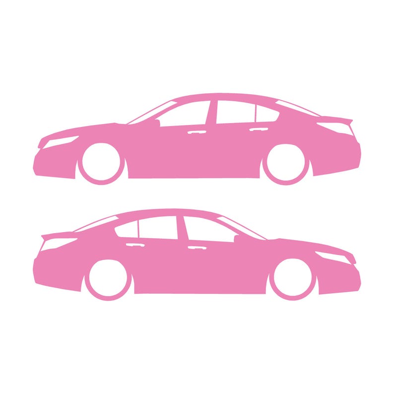 Set Of 2 Lowered Car Silhouette Decal Stickers For Acura TL 4th Gen UA8 2009-14 Soft Pink