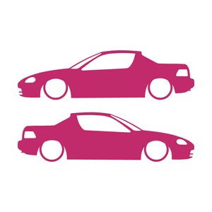 Set Of 2 Lowered Car Silhouette Decal Stickers For Honda Del Sol 1992-98 VTi Pink
