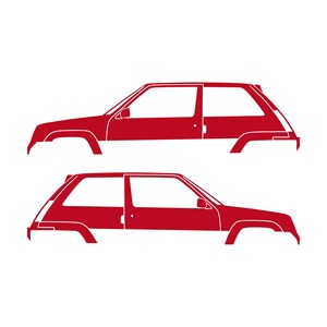 Set Of 2 Car Silhouette Decal Stickers For Renault 5 GT Turbo Red