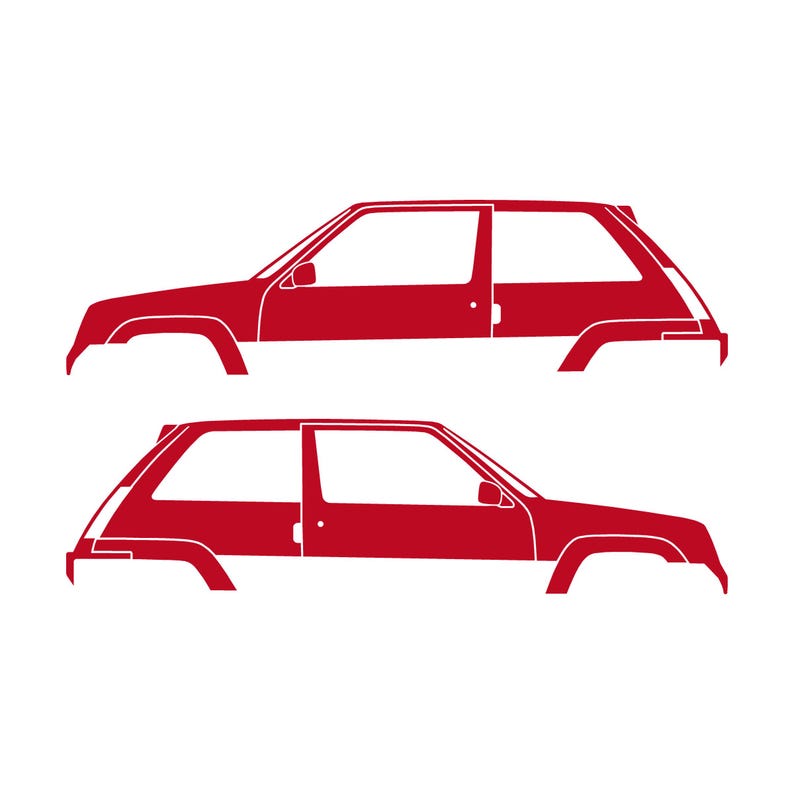 Set Of 2 Car Silhouette Decal Stickers For Renault 5 GT Turbo Red