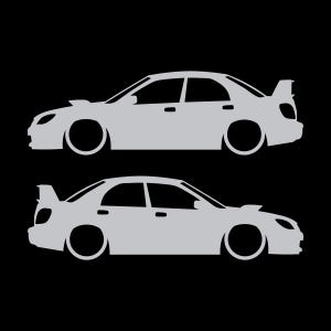 Set Of 2 Car Silhouette Decal Stickers For Subaru Impreza WRX STI 2nd Gen Hawk Eye Silver