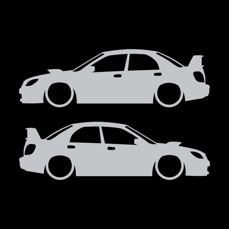 Set Of 2 Car Silhouette Decal Stickers For Subaru Impreza WRX STI 2nd Gen Hawk Eye Silver