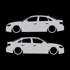 Set Of 2 Lowered Car Silhouette Decal Stickers For Audi S3 3rd Gen 8v Facelift 2016-20 Sedan Silver