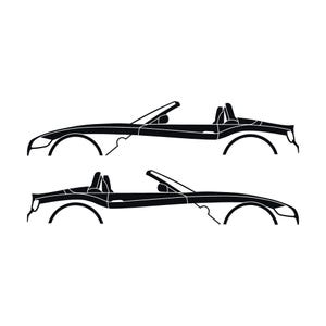Set Of 2 Car Silhouette Decal Stickers For BMW Z4 E85 Roadster Black