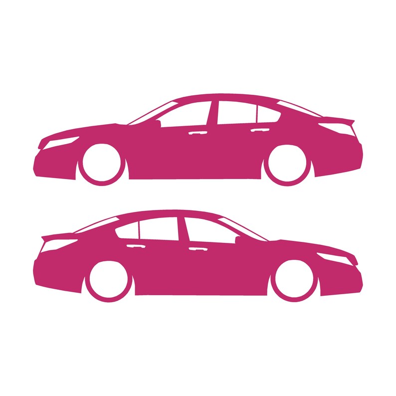 Set Of 2 Lowered Car Silhouette Decal Stickers For Acura TL 4th Gen UA8 2009-14 Pink
