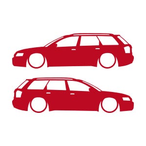 Set van 2 verlaagde auto-silhouet stickers voor Audi A4 S6 B6 Wagon Avant Rood