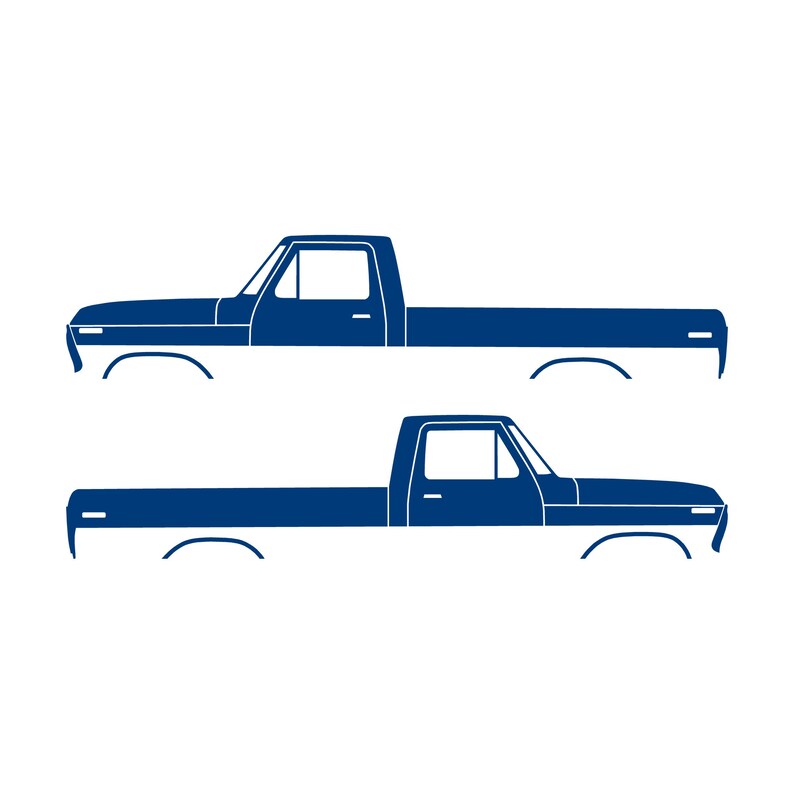 Set Of 2 Lifted Truck Silhouette Decal Stickers For Ford F100 1973-79 6th Gen Pickup Blue