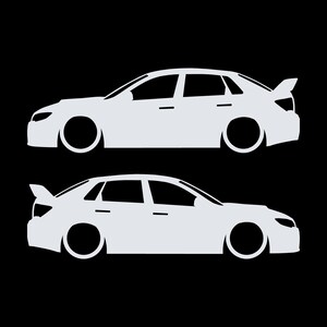 Set mit 2 Auto-Silhouette-Aufklebern für Subaru WRX STI VA 2014 Limousine Weiß