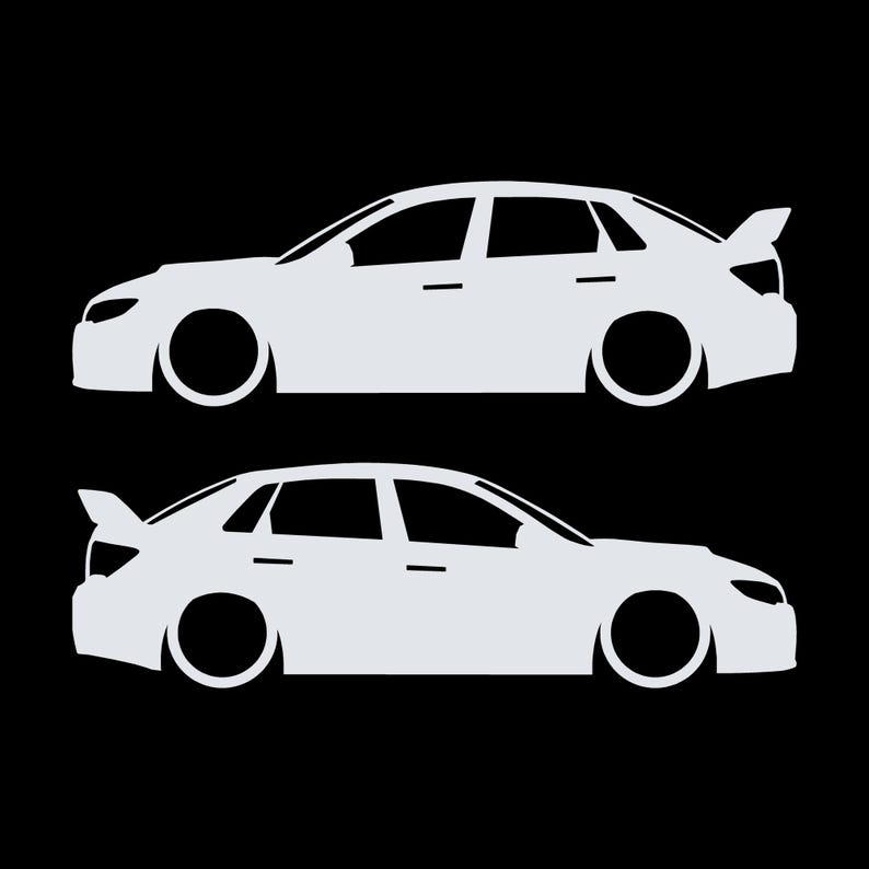 Set mit 2 Auto-Silhouette-Aufklebern für Subaru WRX STI VA 2014 Limousine Weiß