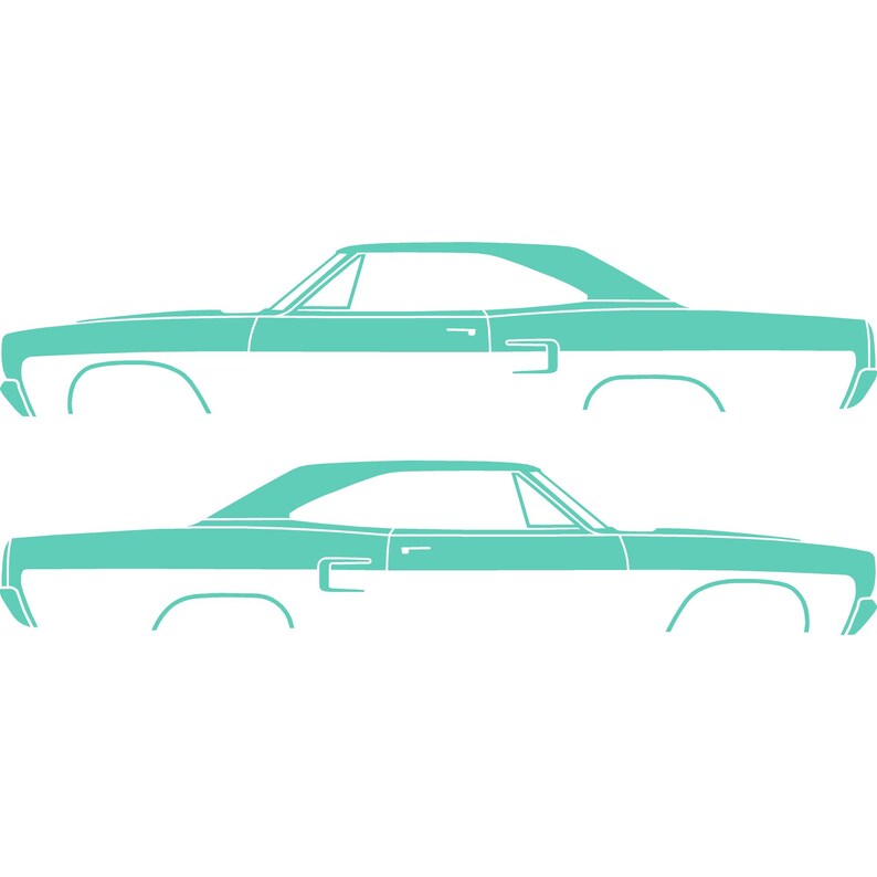 Set Of 2 Car Silhouette Decal Stickers For Classic Muscle For Plymouth Satellite 1973-74 Mint