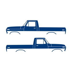 Juego de 2 calcomanías con silueta de auto para Ford F100 de sexta generación con caja corta. Azul