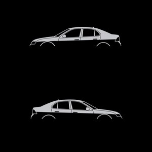 Juego de 2 pegatinas decorativas con silueta de coche rebajado para Saab 9-3 Early Spec 2nd Gen Sedan Plata