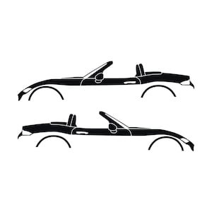 Set Of 2 Lowered Car Silhouette Decal Stickers For Mazda Miata MX5 ND Black