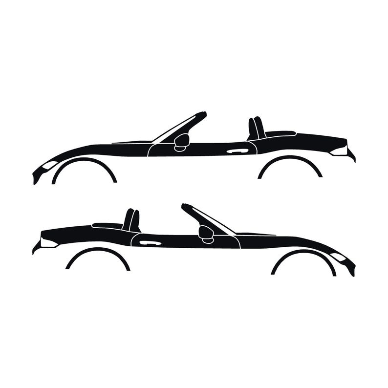 Set Of 2 Lowered Car Silhouette Decal Stickers For Mazda Miata MX5 ND Black