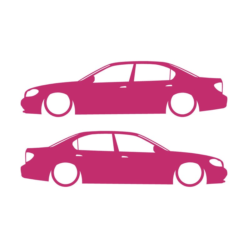 Set Of 2 Lowered Car Silhouette Decal Stickers For Nissan Cefiro A33 1998-2004 Pink