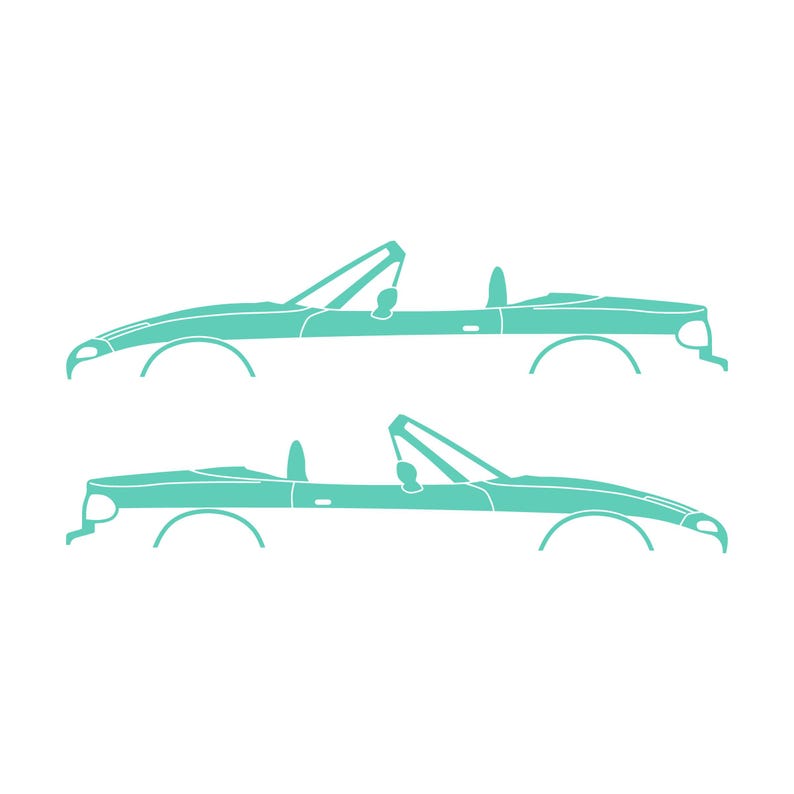 Set Of 2 Lowered Car Silhouette Decal Stickers For Mazda Miata MX5 NA Mint