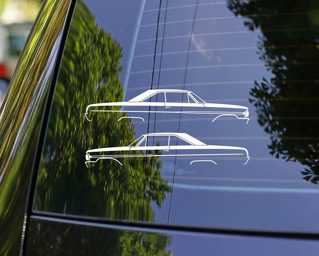 2x Classic Car Silhouette Decal Stickers for 1964 Ford Galaxie 2-door ...