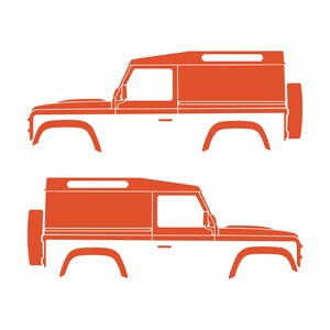 Set mit 2 Van-Silhouette-Aufklebern für Land Rover Defender 90 Classic Orange