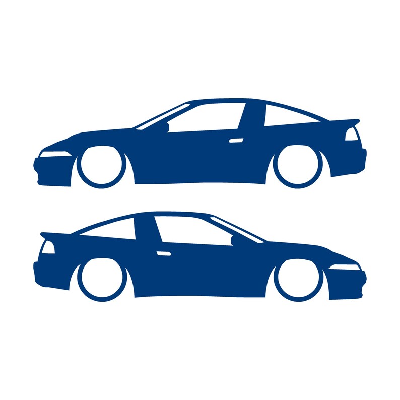 Juego de 2 pegatinas decorativas con silueta de coche rebajado para Mitsubishi Eclipse 1G de primera generación. Azul