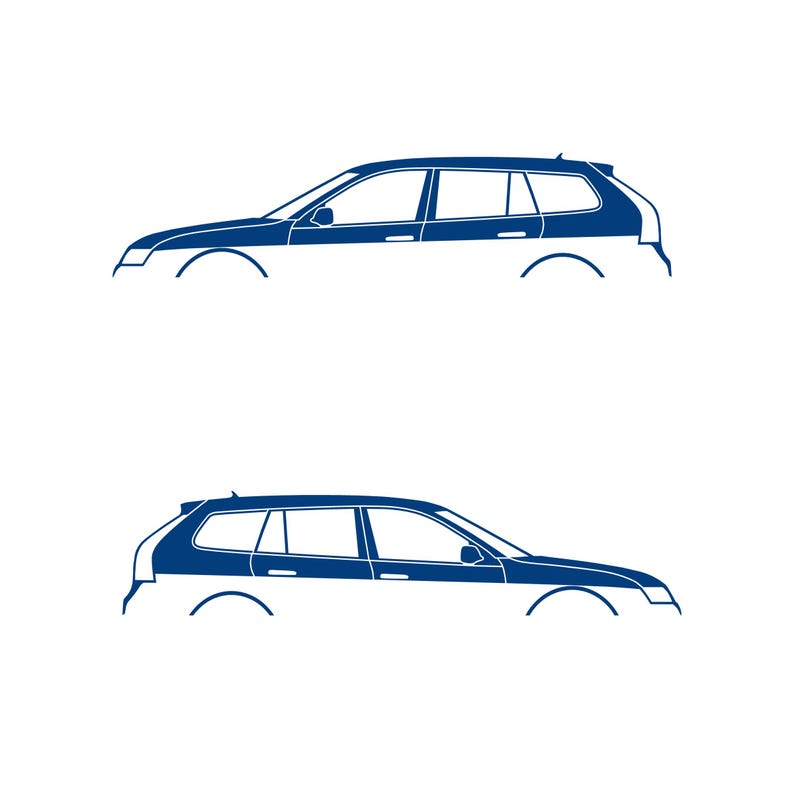 Juego de 2 pegatinas con silueta de coche para Saab 9-3 Early Spec 2nd Gen Sports Tourer Wagon Azul