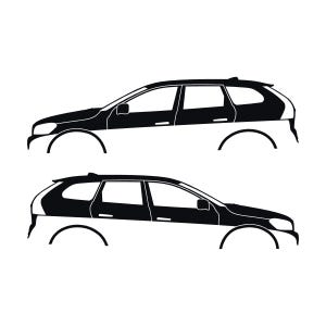 Juego de 2 pegatinas con silueta de coche para Volvo XC60 de primera generación (2009-2017) Negro