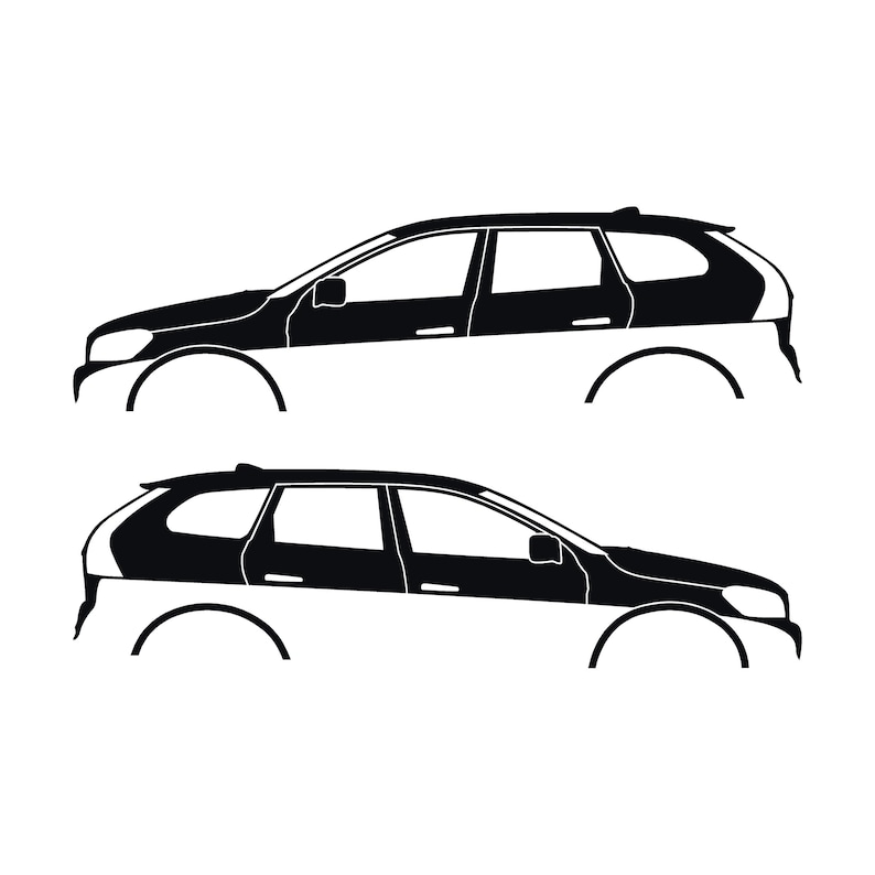 Juego de 2 pegatinas con silueta de coche para Volvo XC60 de primera generación (2009-2017) Negro