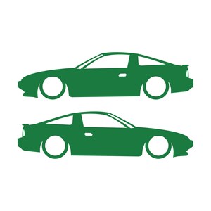 Set Of 2 Lowered Car Silhouette Decal Stickers For Nissan 180SX - 240SX S13 Green