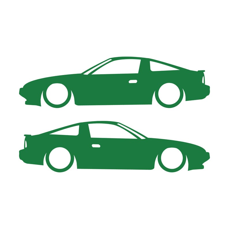 Set Of 2 Lowered Car Silhouette Decal Stickers For Nissan 180SX - 240SX S13 Green