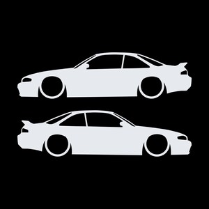 Set Of 2 Lowered Car Silhouette Decal Stickers For Nissan 240 SX S14 Silvia ZENKI image 3