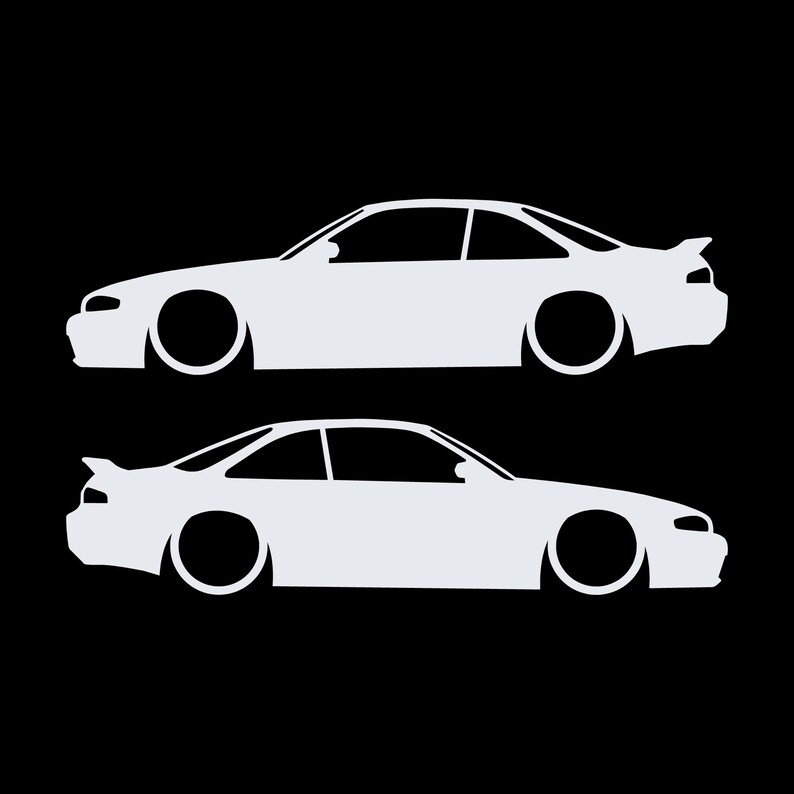 Set Of 2 Lowered Car Silhouette Decal Stickers For Nissan 240 SX S14 Silvia ZENKI image 3
