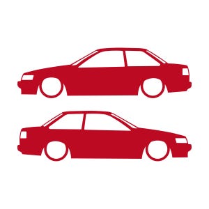 Set van 2 verlaagde autosilhouet-stickers voor Toyota Hilux 2-deurs N50 1988-97 Coupé Rood